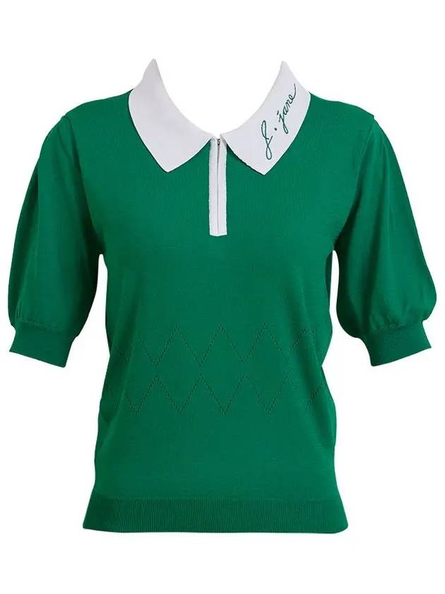 Golf Wear Vivid Color Short Sleeve Knit Green - J JANE - BALAAN 2