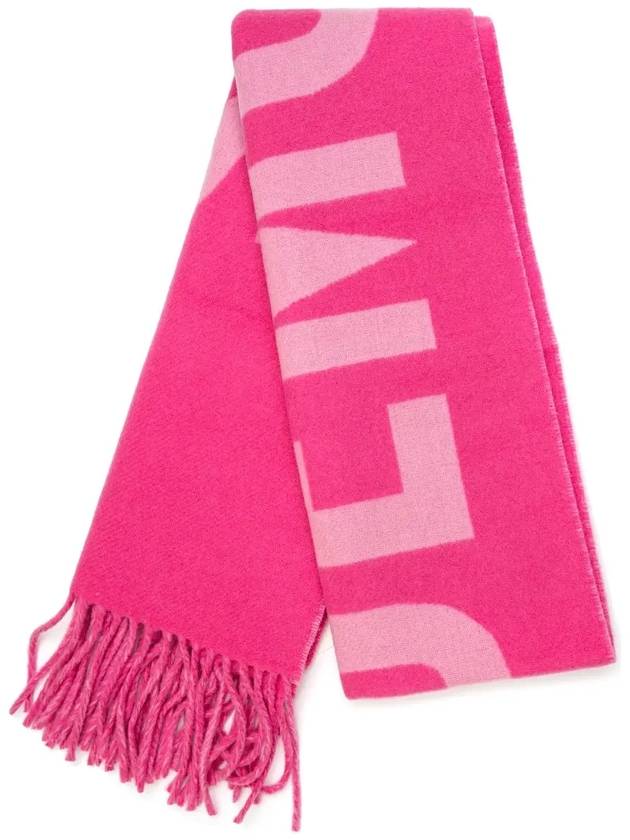 Lecharpe Fringe Logo Virgin Wool Muffler Pink - JACQUEMUS - BALAAN 3