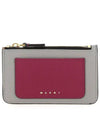 Saffiano Two-Tone Zipper Card Wallet Grey Purple - MARNI - BALAAN 2