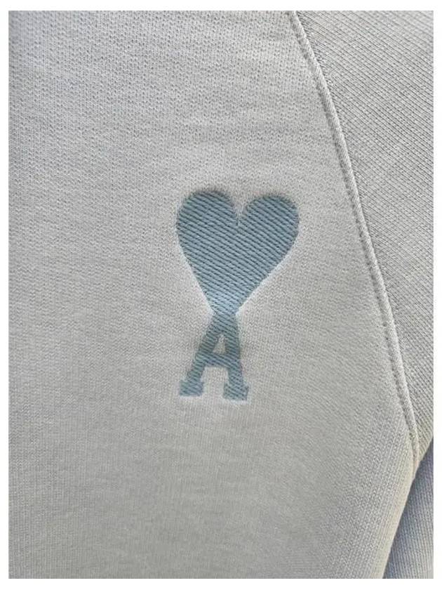 Men's Heart Embroidered Logo Hoodie Blue - AMI - BALAAN.