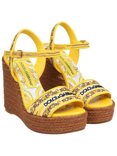 Dolce & Gabbana Canvas And Leather Wedge Sandal - DOLCE&GABBANA - BALAAN 2