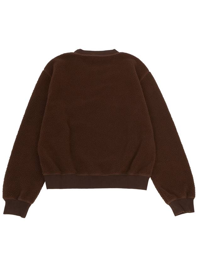 Sherpa Fleece Crew Neck Sweatshirt Brown - SPORTY & RICH - BALAAN 3