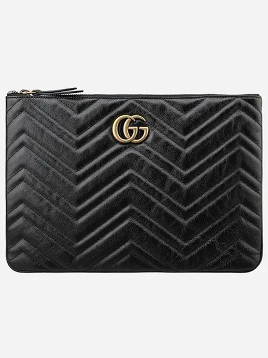 GG Marmont Leather Pouch Bag Black - GUCCI - BALAAN 2