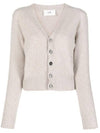 Embroidered Heart Logo Cashmere Cardigan Champagne - AMI - BALAAN 2