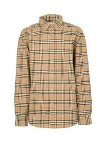 Small Scale Check Stretch Cotton Long Sleeve Shirt Beige - BURBERRY - BALAAN 2