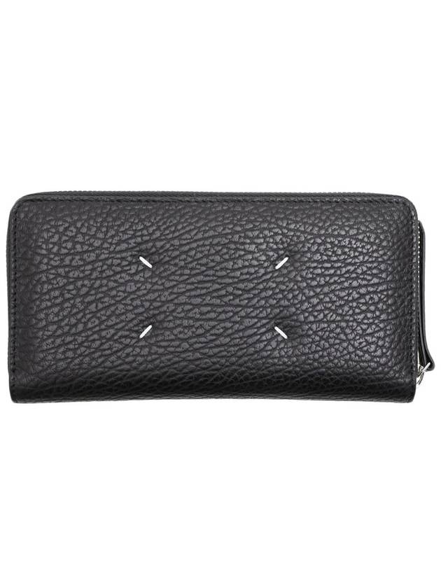 Stitched Grain Leather Zip Around Long Wallet Black - MAISON MARGIELA - BALAAN 4