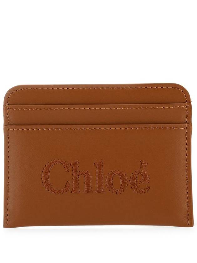 Sense Embroidered Logo Calfskin Card Wallet Brown - CHLOE - BALAAN 2