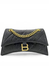 Women's Crush Logo Gold Chain Small Shoulder Bag Black - BALENCIAGA - BALAAN 2