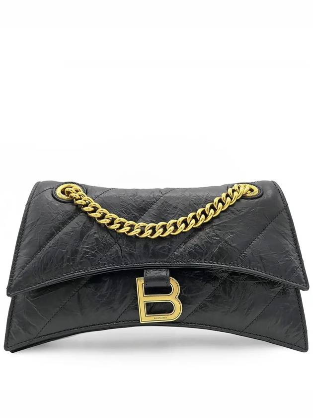 Women's Crush Logo Gold Chain Small Shoulder Bag Black - BALENCIAGA - BALAAN 2