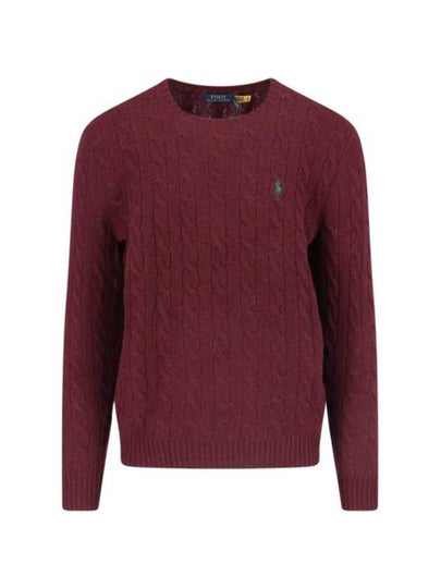 Embroid Logo Cable Knit Top Wine - POLO RALPH LAUREN - BALAAN 2