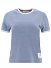 Women's Melange Jersey Ringer Short Sleeve T-Shirt Light Blue - THOM BROWNE - BALAAN 2