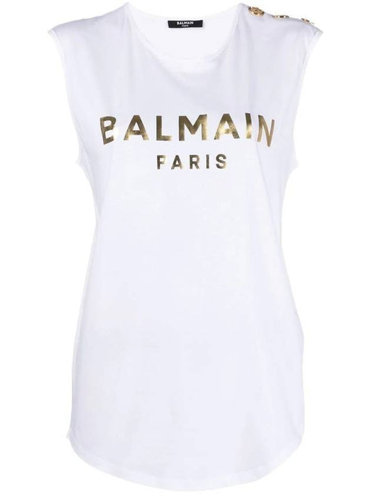 logo sleeveless white - BALMAIN - BALAAN.