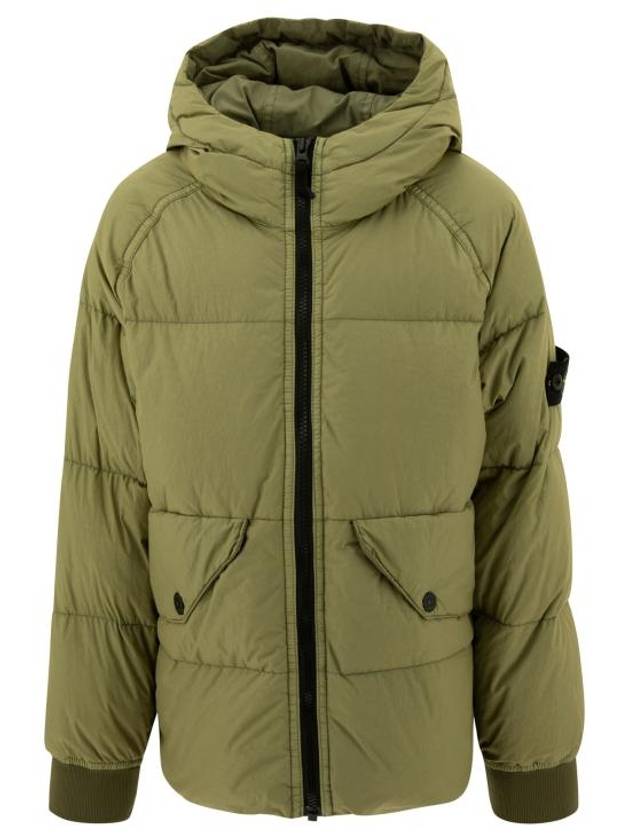 Kids Wappen Patch Hooded Padding Sage Green - STONE ISLAND - BALAAN 1