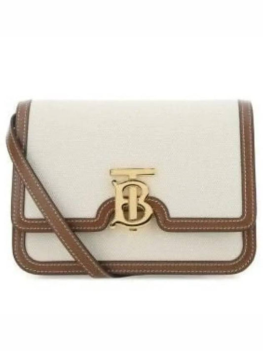 Two-Tone Canvas Leather Small TB Shoulder Bag Ivory - BURBERRY - BALAAN 2