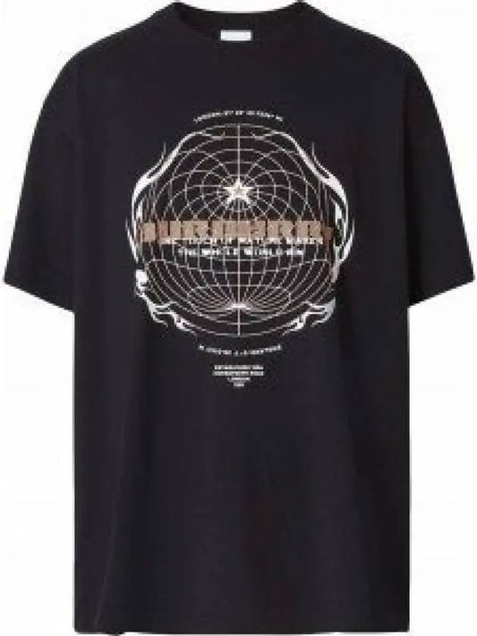 Graphic Print Overfit Cotton Short Sleeve T-Shirt Black - BURBERRY - BALAAN 2