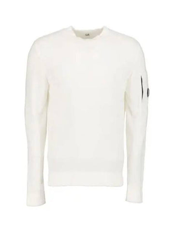 Lens Wappen Crew Neck Knit Top White - CP COMPANY - BALAAN 1