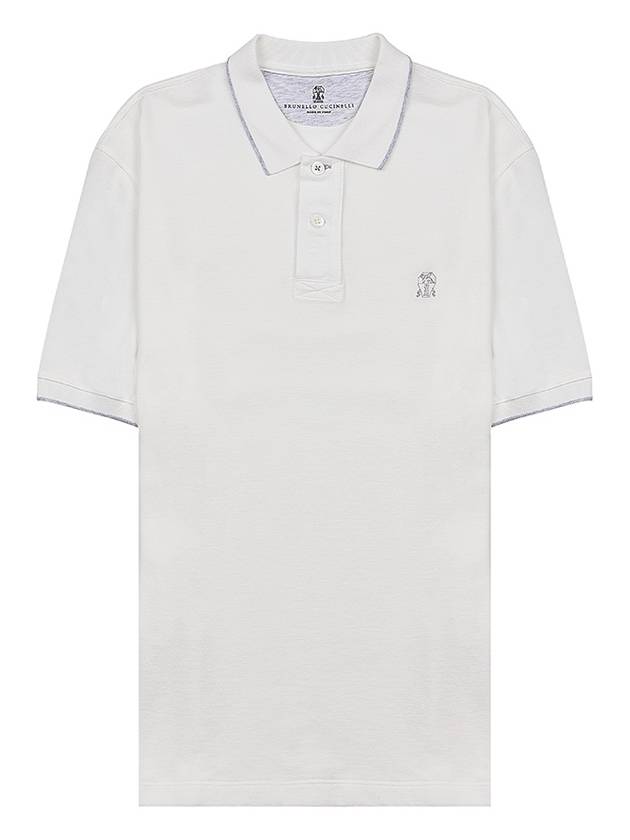 Embroidered Logo Short Sleeve Polo Shirt White - BRUNELLO CUCINELLI - BALAAN 2