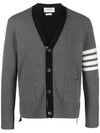 4 bar stripe intarsia knit cardigan MKC548BY1018 - THOM BROWNE - BALAAN 1