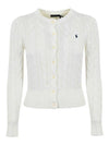 Women's Embroidered Logo Pony Cable Cardigan White - POLO RALPH LAUREN - BALAAN 2