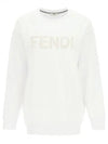 Women's Embroidered Logo Sweatshirt White - FENDI - BALAAN 2