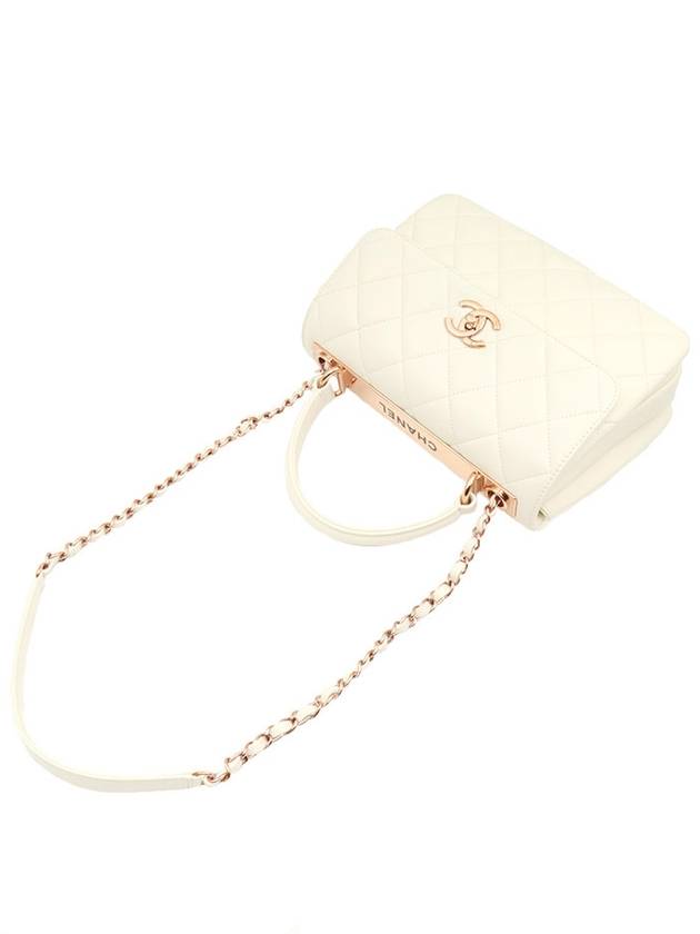 White Lambskin Champagne Gold Trendy CC Top Handle Flap 2WAY A92236 - CHANEL - BALAAN 4