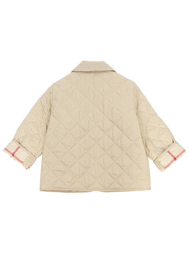 Kids Corduroy Collar Diamond Quilted Jacket Beige - BURBERRY - BALAAN 5