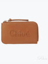 Embroidered Logo Shiny Calf Skin Zipper Card Wallet Brown - CHLOE - BALAAN 2