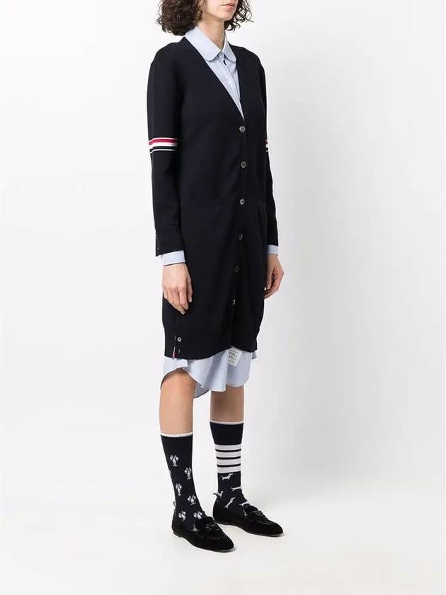 Milano Stitch Combo Shirt Cardigan Navy - THOM BROWNE - BALAAN 5