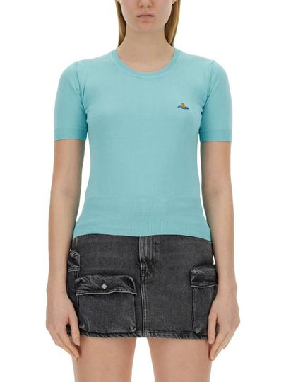 Bea Embroidery Logo Knit Top Aqua - VIVIENNE WESTWOOD - BALAAN 2