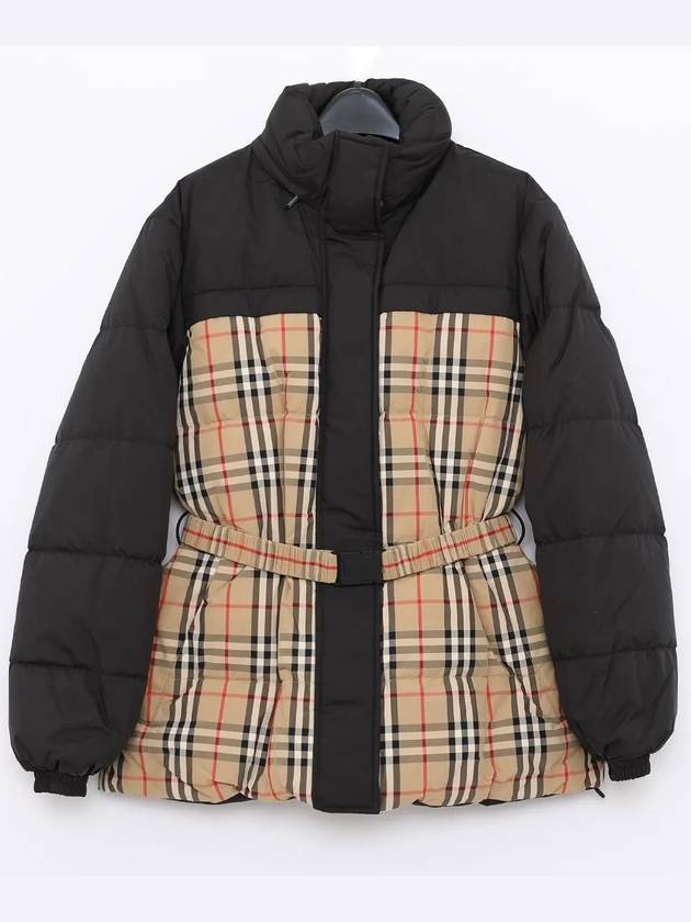 Check Reversible Down Puffer Jacket Beige Black - BURBERRY - BALAAN 4