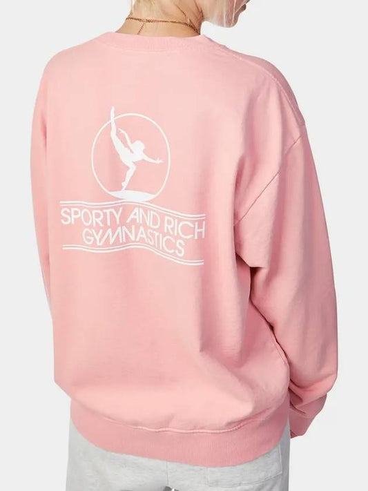 Gymnastics Logo Print Cotton Sweatshirt Pink - SPORTY & RICH - BALAAN 2
