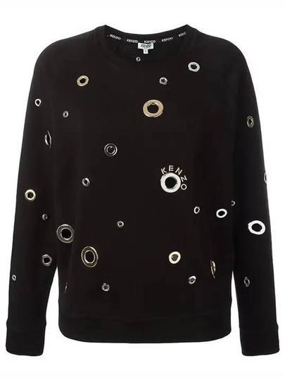 Women's Eyelet Sweatshirt BlackF752SW844952 99 - KENZO - BALAAN 2