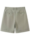 Cotton Two-Tuck Shorts Olive Green - SOLEW - BALAAN 3