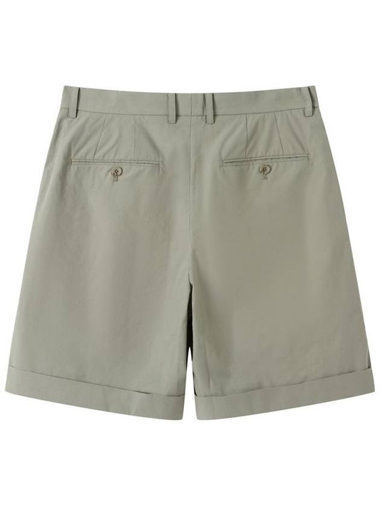 Men's Cotton Two-Tuck Shorts Olive Green SWDQETPA02OG - SOLEW - BALAAN 2