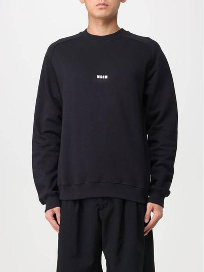 Micro Logo Print Cotton Sweatshirt Black - MSGM - BALAAN 2