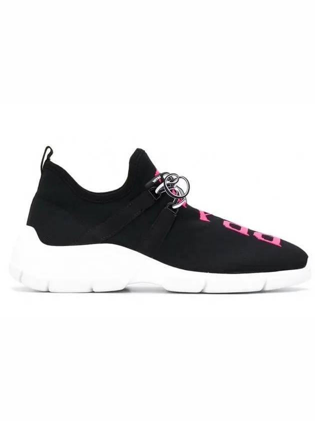 Logo Knit Low Top Sneakers Pink Black - PRADA - BALAAN 1