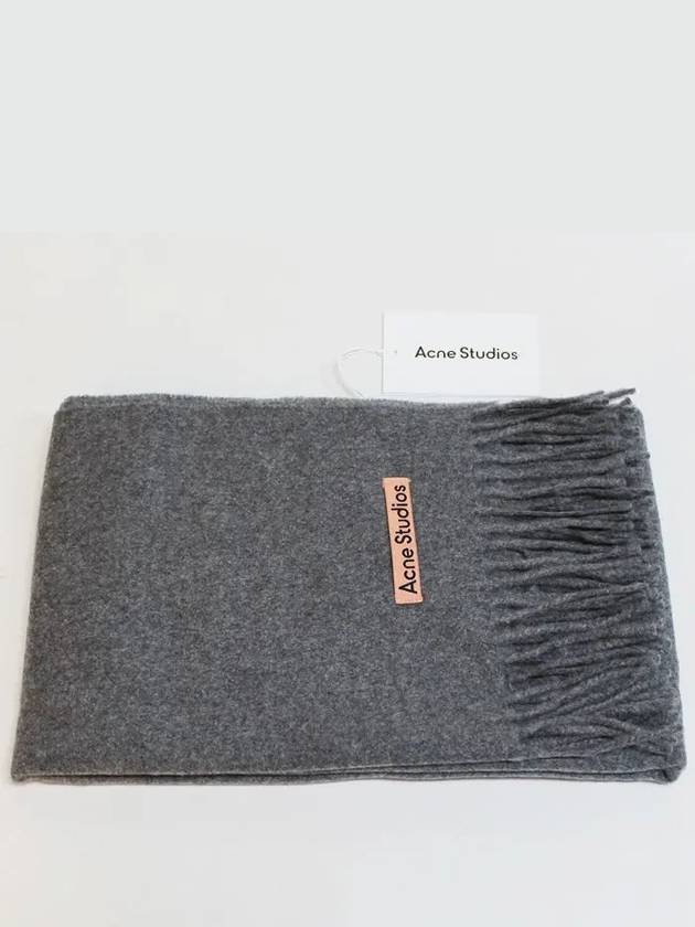 Logo Fringe Cashmere Muffler Melange Grey - ACNE STUDIOS - BALAAN 3