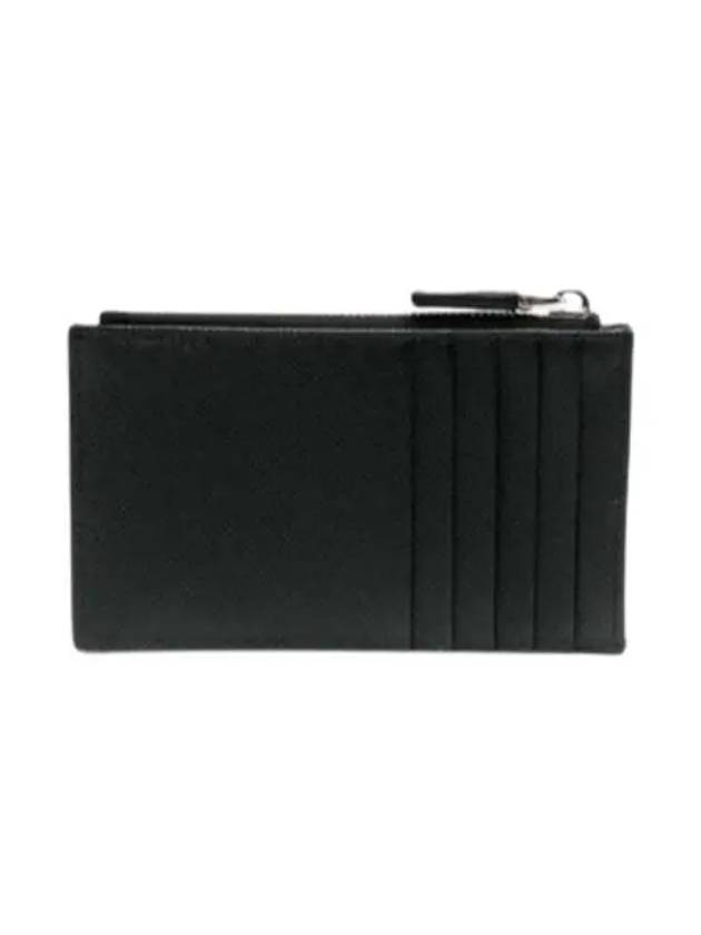 Triangle Logo Zipper Card Wallet Black - PRADA - BALAAN 3