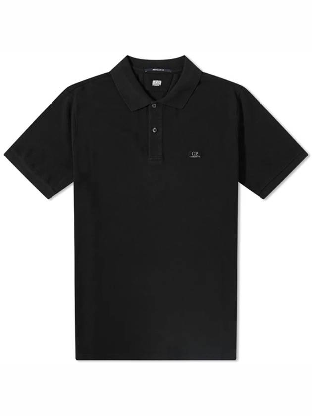 Logo Patch Pique Polo Shirt Black - CP COMPANY - BALAAN 2