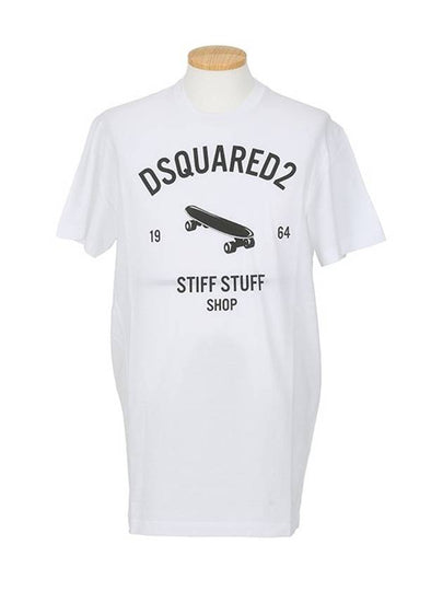 Men's Long Twist Fit Round Short Sleeve T-Shirt White - DSQUARED2 - BALAAN 2