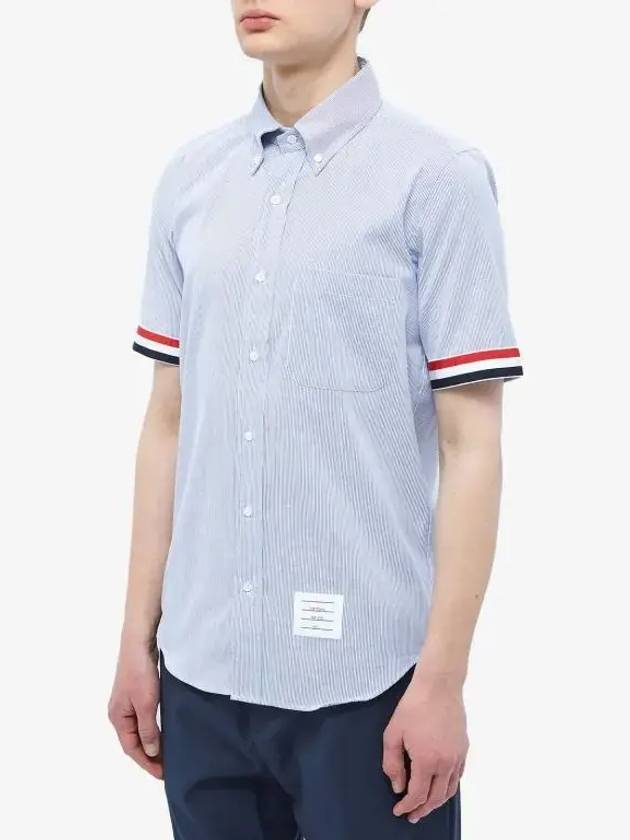 Men's Pincode Armband Short Sleeve Shirt Navy - THOM BROWNE - BALAAN 5