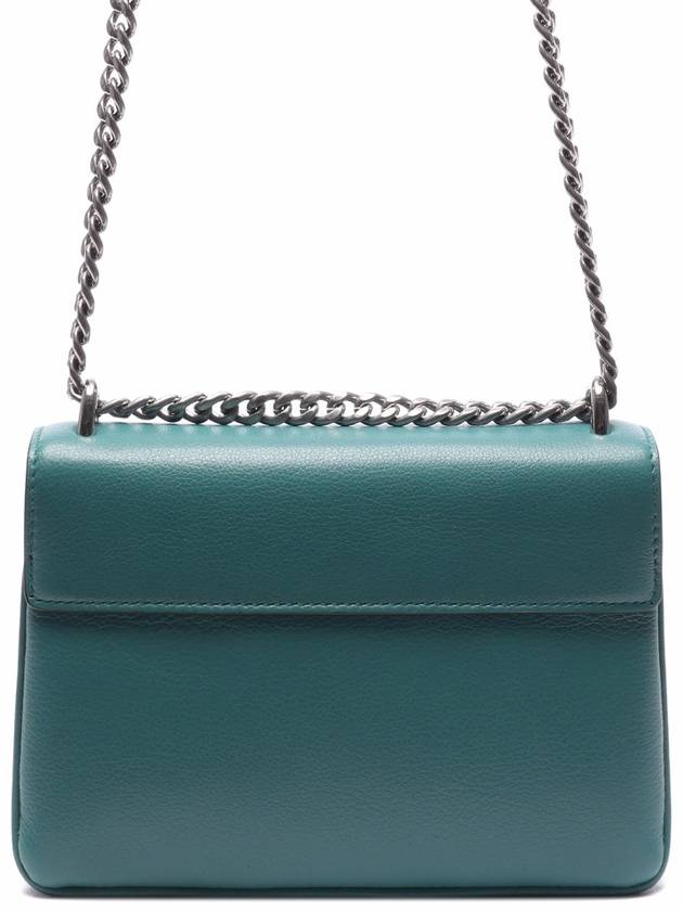 Ladies Pattina Flap Logo Silver Chain Soft Leather Shoulder Bag Green - PRADA - BALAAN 5