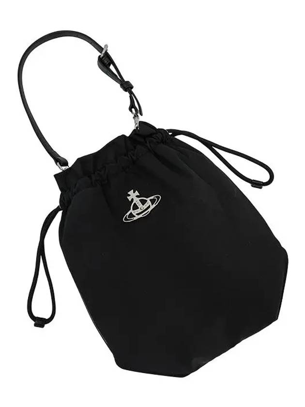 Logo Plaque Drawstring Bucket Bag Black - VIVIENNE WESTWOOD - BALAAN 8