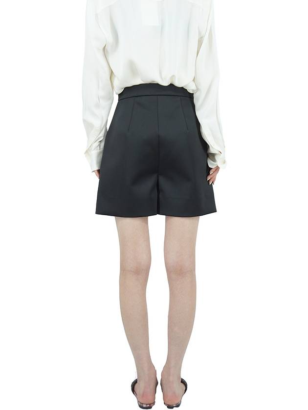 Bonded Mini Polyester Satin Shorts Black - AMI - BALAAN 4