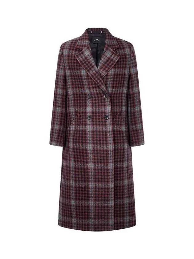 PS Women s Big Check Pattern Double Coat Navy - PAUL SMITH - BALAAN 1