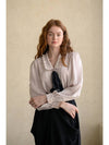 Caisienne Vneck frill ribbon blouse_Cream - CAHIERS - BALAAN 3