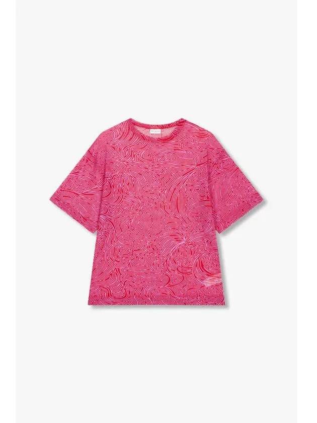 Women s Maze Pattern See Through T Shirt Red - DRIES VAN NOTEN - BALAAN 1