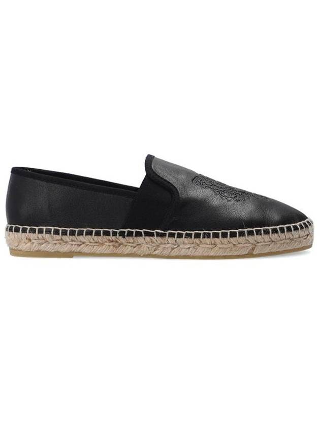 Tiger Leather Espadrille Shoes Black - KENZO - BALAAN 1