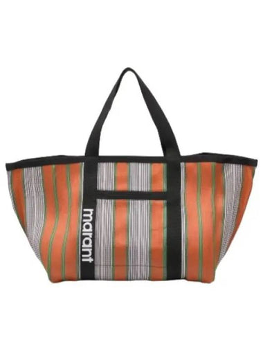 Warden striped nylon tote bag orange multicolor - ISABEL MARANT - BALAAN 1