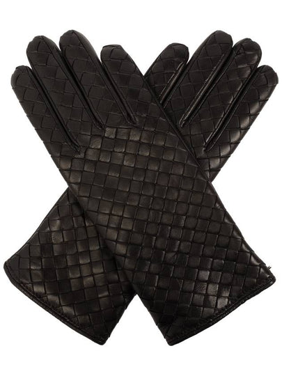 Women's Intrecciato Leather Gloves Brown - BOTTEGA VENETA - BALAAN 2